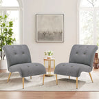 Fauteuil d'appoint Andeworld pour chambre ou salon, fauteuil lounge capitonné avec pieds en bois et revêtement en lin