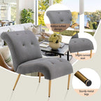 Fauteuil d'appoint Andeworld pour chambre ou salon, fauteuil lounge capitonné avec pieds en bois et revêtement en lin