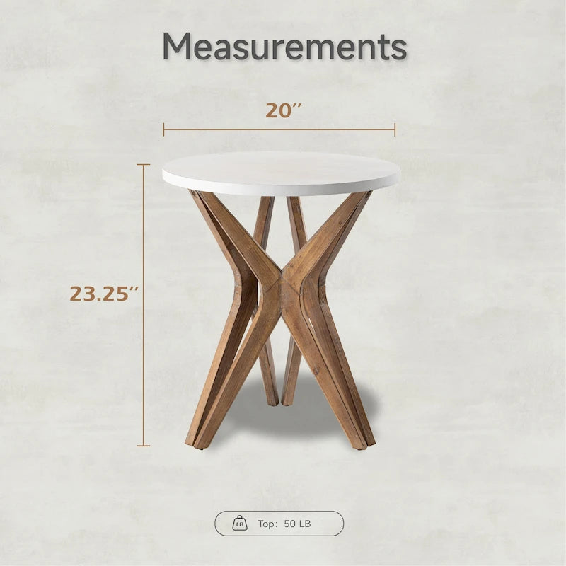 Table d'appoint ronde COZAYH, style ferme moderne, plateau vieilli et piètement assorti. Idéale pour une déco bohème ou une maison de campagne moderne.