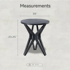 Table d'appoint ronde COZAYH, style ferme moderne, plateau vieilli et piètement assorti. Idéale pour une déco bohème ou une maison de campagne moderne.