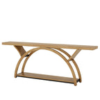 Console allongée et étroite à 2 niveaux avec cadre semi-circulaire pour entrée, table d'appoint grise pour couloir