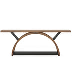 Console allongée et étroite à 2 niveaux avec cadre semi-circulaire pour entrée, table d'appoint grise pour couloir