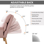 Fauteuil de salon décontracté en tissu souple avec dossier et pieds réglables, tabouret