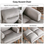 Fauteuil de salon décontracté en tissu souple avec dossier et pieds réglables, tabouret