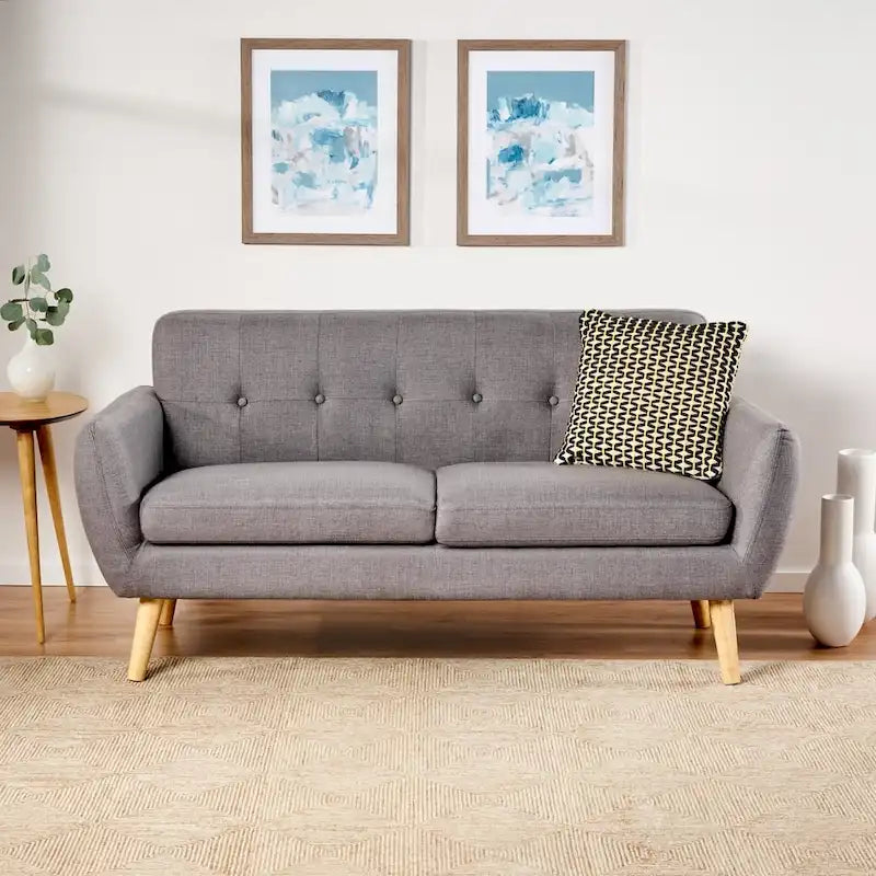 Canapé Josephine, style moderne du milieu du siècle, recouvert de tissu capitonné, par Christopher Knight Home