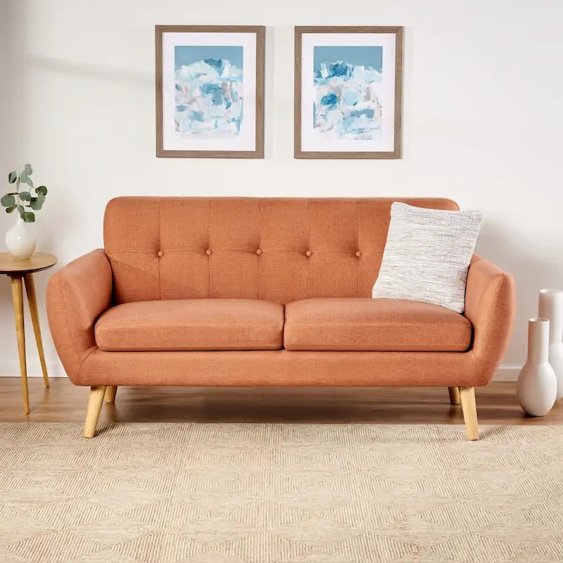 Canapé Josephine, style moderne du milieu du siècle, recouvert de tissu capitonné, par Christopher Knight Home