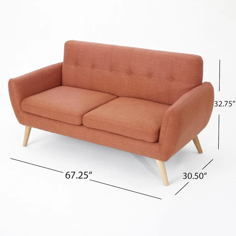 Canapé Josephine, style moderne du milieu du siècle, recouvert de tissu capitonné, par Christopher Knight Home
