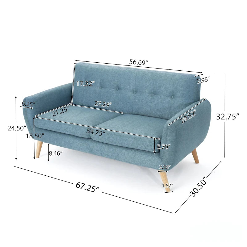 Canapé Josephine, style moderne du milieu du siècle, recouvert de tissu capitonné, par Christopher Knight Home