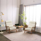 Fauteuil de loisirs avec dossier haut en bois massif et accoudoirs, fauteuil d'appoint