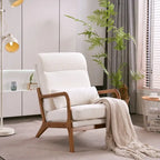 Fauteuil de loisirs avec dossier haut en bois massif et accoudoirs, fauteuil d'appoint