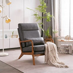 Fauteuil de loisirs avec dossier haut en bois massif et accoudoirs, fauteuil d'appoint