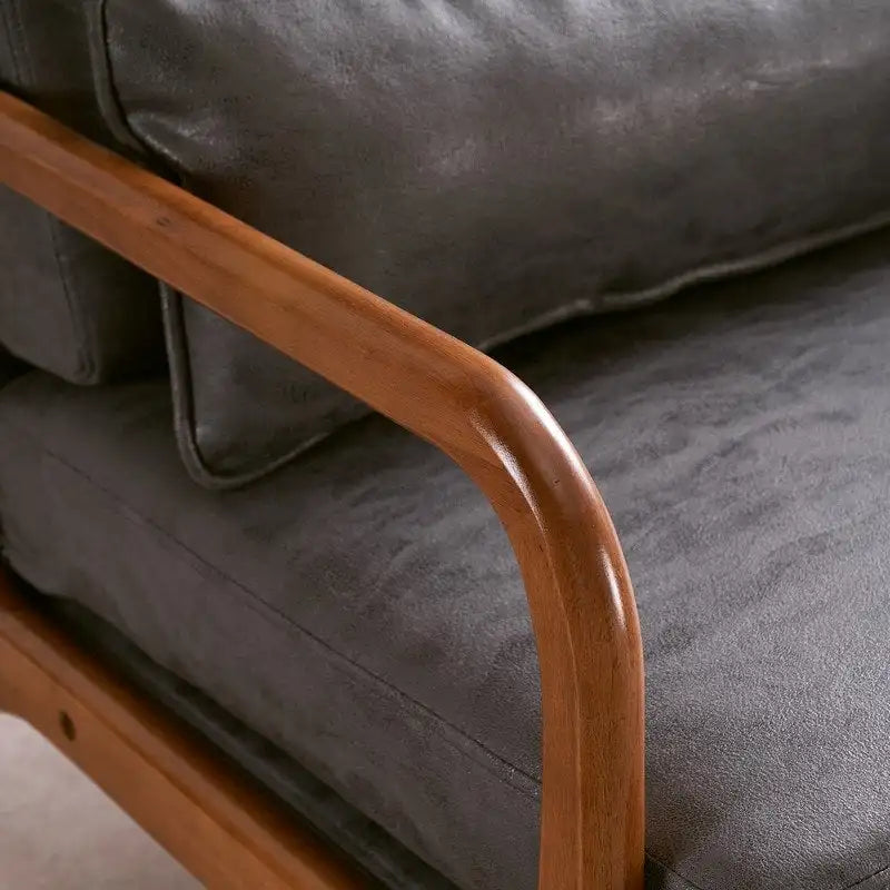 Fauteuil de loisirs avec dossier haut en bois massif et accoudoirs, fauteuil d'appoint