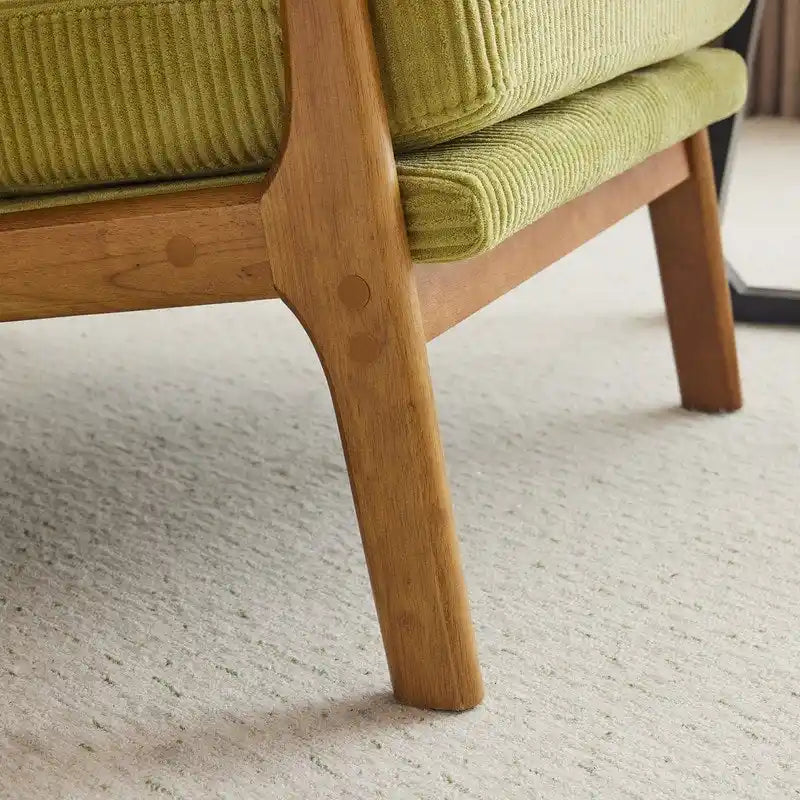 Fauteuil de loisirs avec dossier haut en bois massif et accoudoirs, fauteuil d'appoint