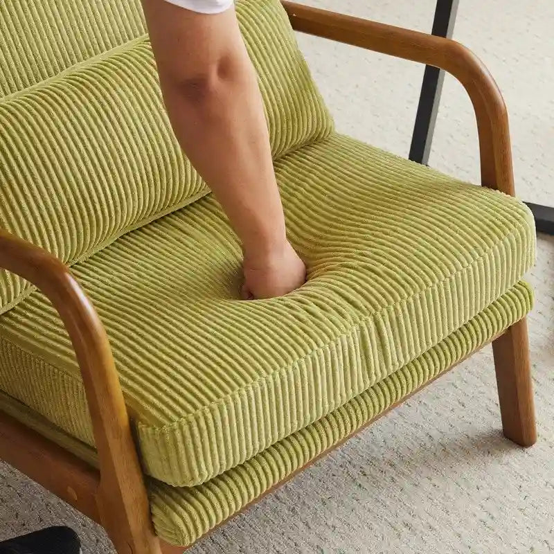 Fauteuil de loisirs avec dossier haut en bois massif et accoudoirs, fauteuil d'appoint