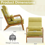 Fauteuil de loisirs avec dossier haut en bois massif et accoudoirs, fauteuil d'appoint