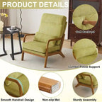 Fauteuil de loisirs avec dossier haut en bois massif et accoudoirs, fauteuil d'appoint