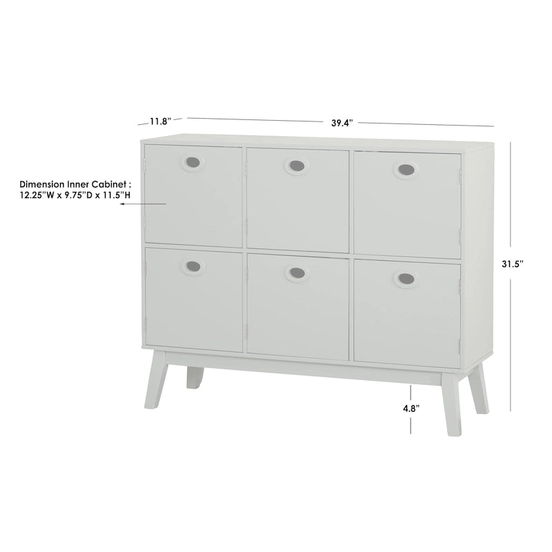 Armoire de rangement 6 portes Simple Living Jamie, style moderne du milieu du siècle