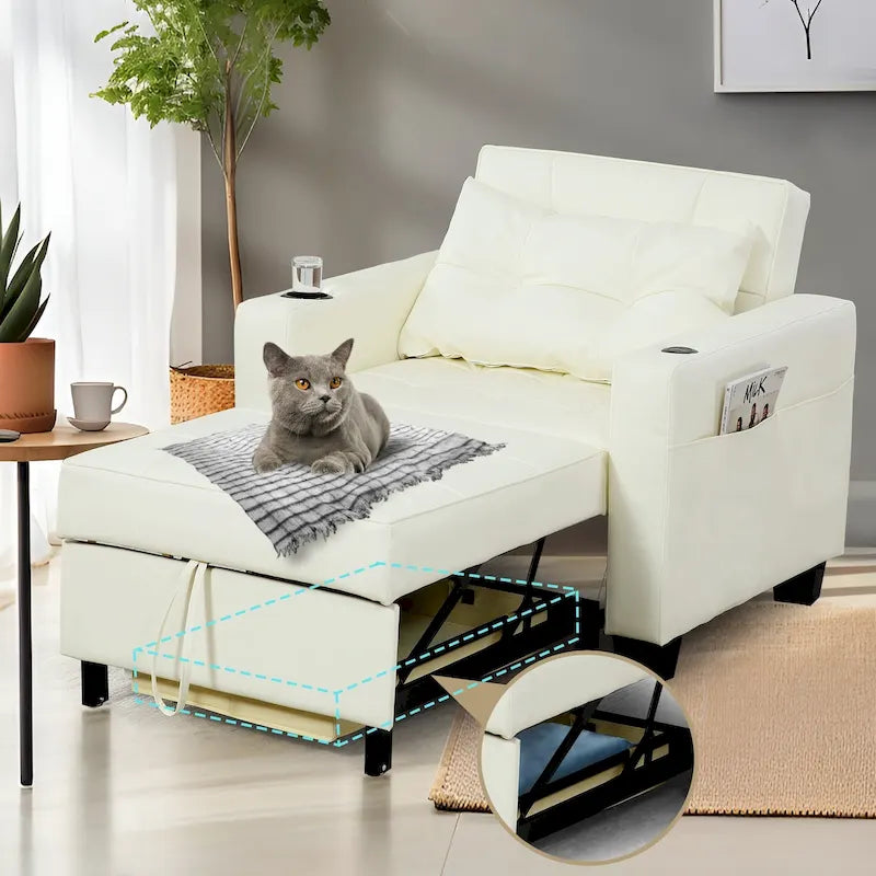 Fauteuil-lit futon convertible 3 en 1 pour salon