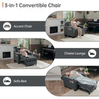 Fauteuil-lit futon convertible 3 en 1 pour salon