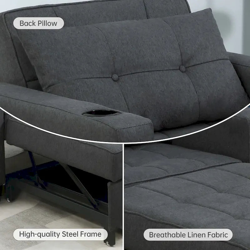 Fauteuil-lit futon convertible 3 en 1 pour salon