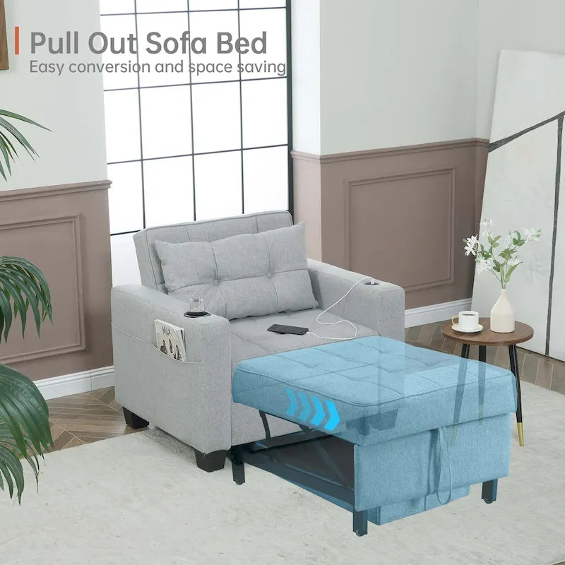 Fauteuil-lit futon convertible 3 en 1 pour salon
