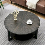Table basse ronde avec rangement en bois massif
