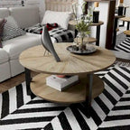 Table basse ronde avec rangement en bois massif