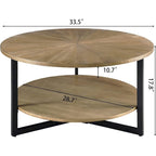 Table basse ronde avec rangement en bois massif