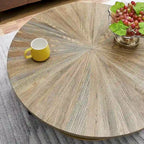 Table basse ronde avec rangement en bois massif