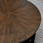 Table basse ronde avec rangement en bois massif