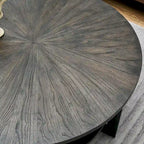Table basse ronde avec rangement en bois massif