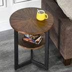 Table basse ronde avec rangement en bois massif