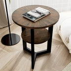 Table basse ronde avec rangement en bois massif