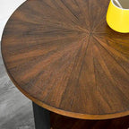 Table basse ronde avec rangement en bois massif