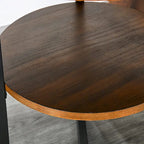 Table basse ronde avec rangement en bois massif