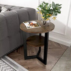 Table basse ronde avec rangement en bois massif