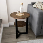 Table basse ronde avec rangement en bois massif