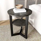 Table basse ronde avec rangement en bois massif