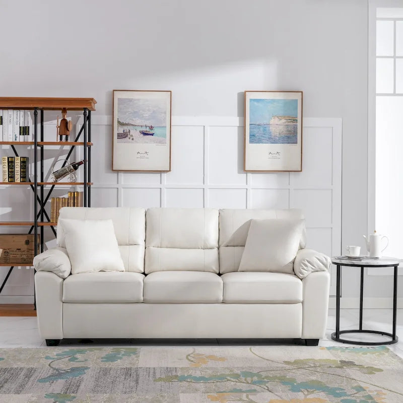 Morden Fort Upholstered Sofa for Living Room,Three-Seater Couch Faux Leather