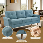 Canapé 3 places rembourré style Mid-Century avec pieds en bois pour salon