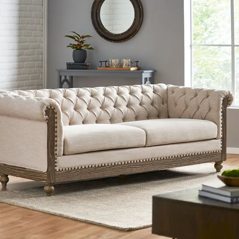 Canapé Chesterfield Castalia à garniture cloutée par Christopher Knight Home - 78,75 L x 33,50 l x 28,00 H