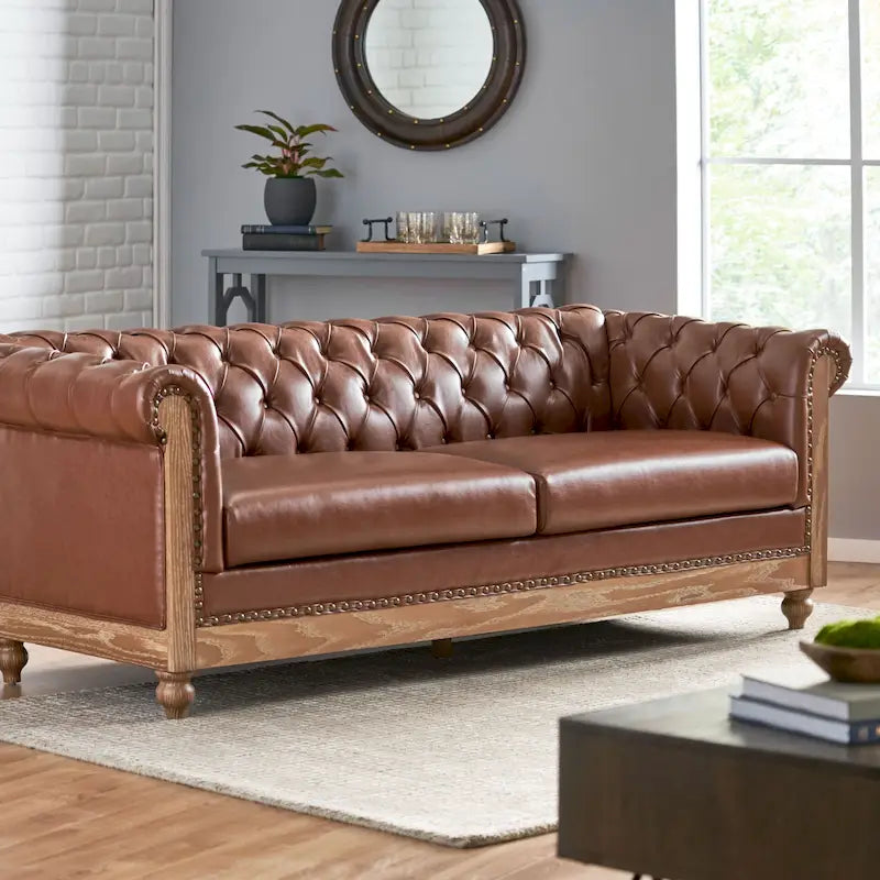 Canapé Chesterfield Castalia à garniture cloutée par Christopher Knight Home - 78,75 L x 33,50 l x 28,00 H