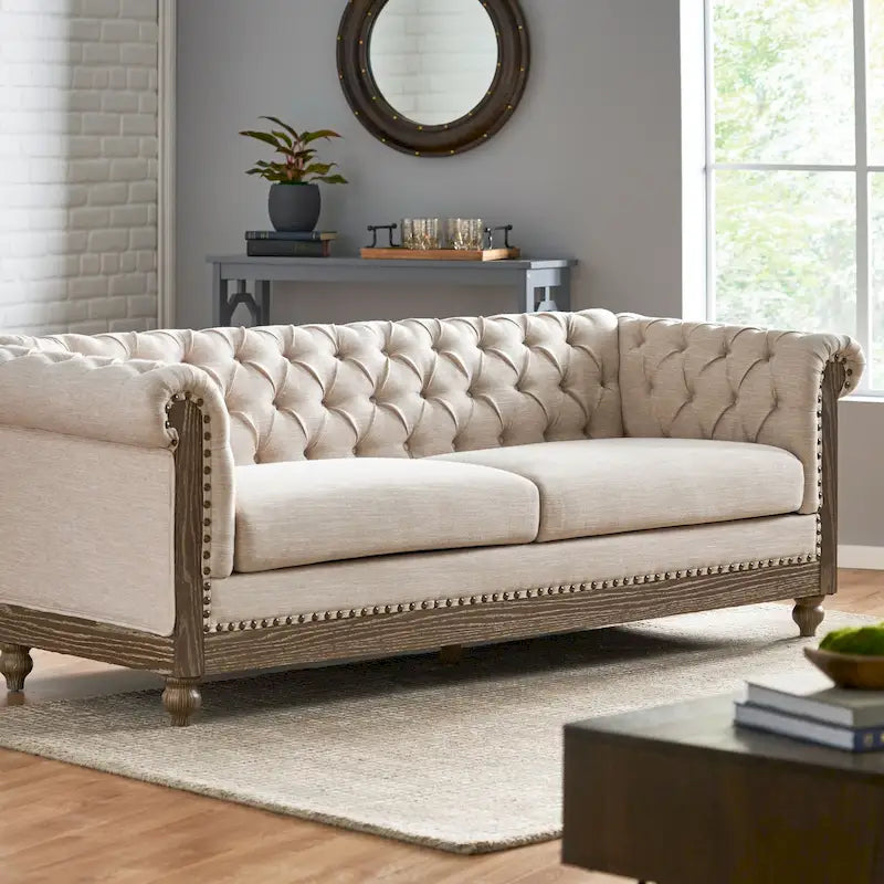 Canapé Chesterfield Castalia à garniture cloutée par Christopher Knight Home - 78,75 L x 33,50 l x 28,00 H