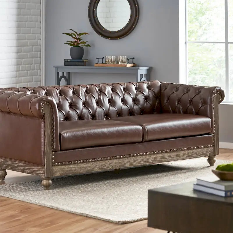 Canapé Chesterfield Castalia à garniture cloutée par Christopher Knight Home - 78,75 L x 33,50 l x 28,00 H