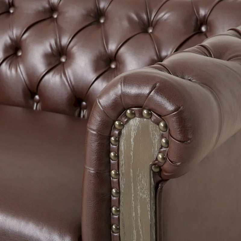 Canapé Chesterfield Castalia à garniture cloutée par Christopher Knight Home - 78,75 L x 33,50 l x 28,00 H