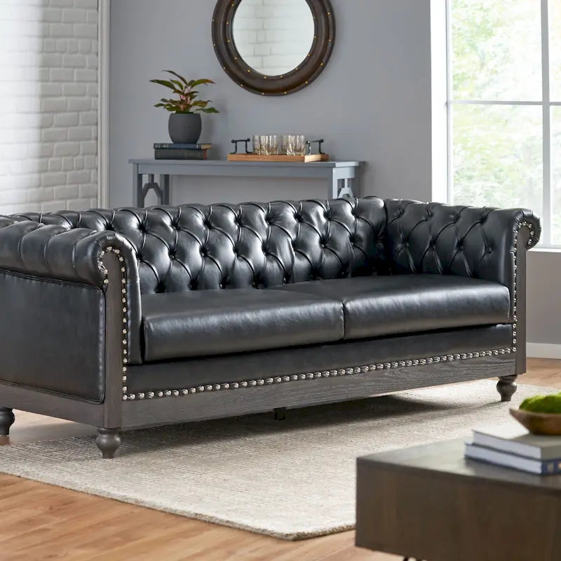 Canapé Chesterfield Castalia à garniture cloutée par Christopher Knight Home - 78,75 L x 33,50 l x 28,00 H