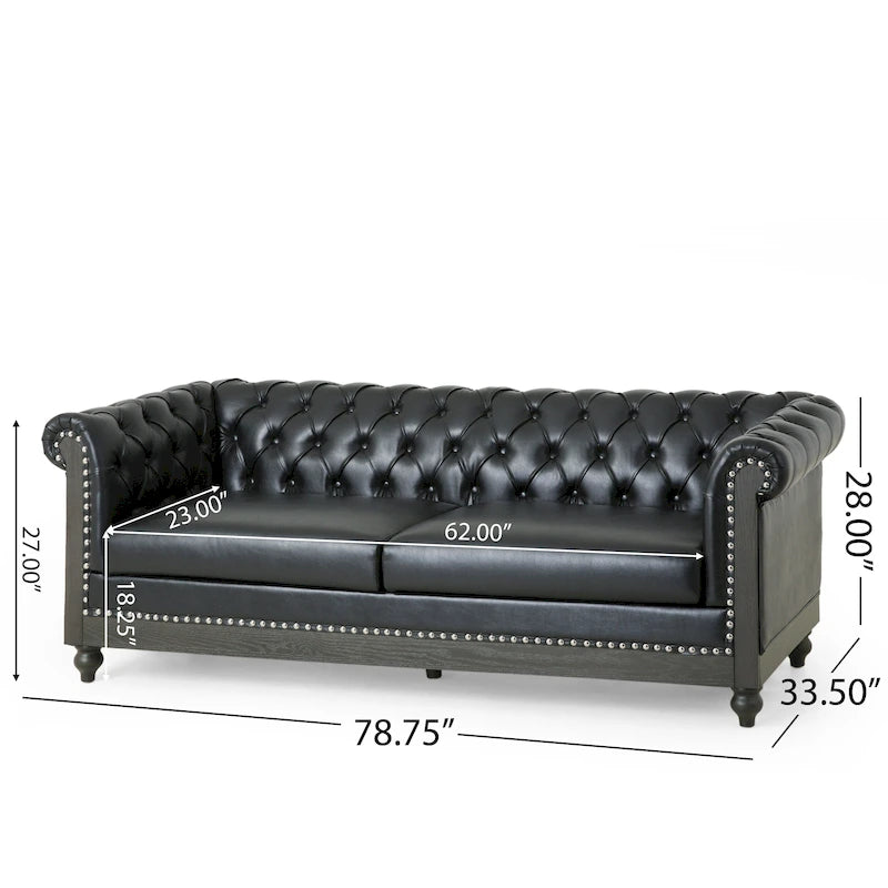 Canapé Chesterfield Castalia à garniture cloutée par Christopher Knight Home - 78,75 L x 33,50 l x 28,00 H