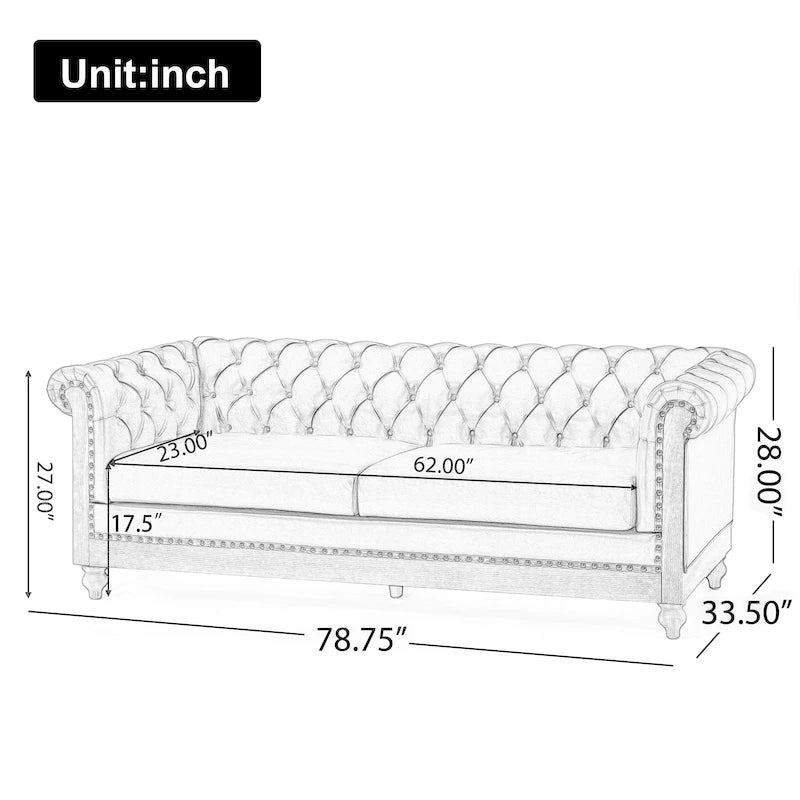 Canapé Chesterfield Castalia à garniture cloutée par Christopher Knight Home - 78,75 L x 33,50 l x 28,00 H