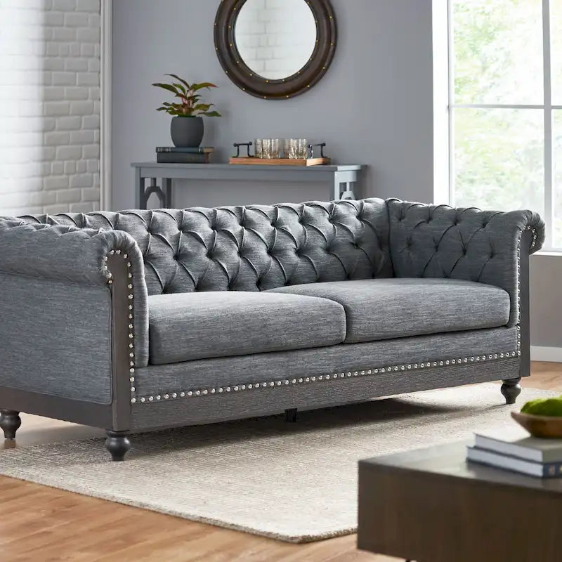 Canapé Chesterfield Castalia à garniture cloutée par Christopher Knight Home - 78,75 L x 33,50 l x 28,00 H