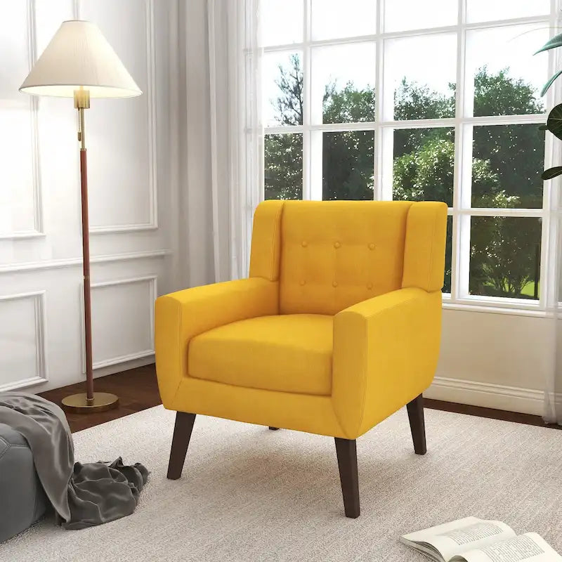 Fauteuil d'appoint moderne en tissu aspect coton/lin